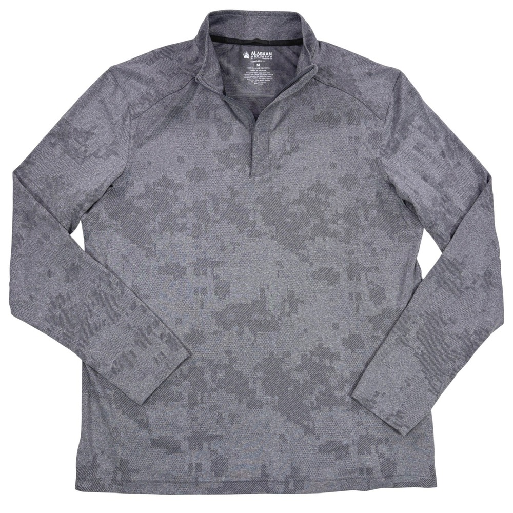 Alaskan Hardgear Duluth Trading Co Mens Grey Digi Camo Quarter Zip Pullover M